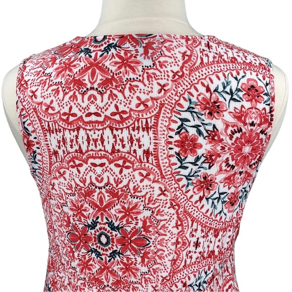 Torrid Red Floral Crochet Lace Up Neck Flowy Sleeveless Blouse - Picture 8 of 14